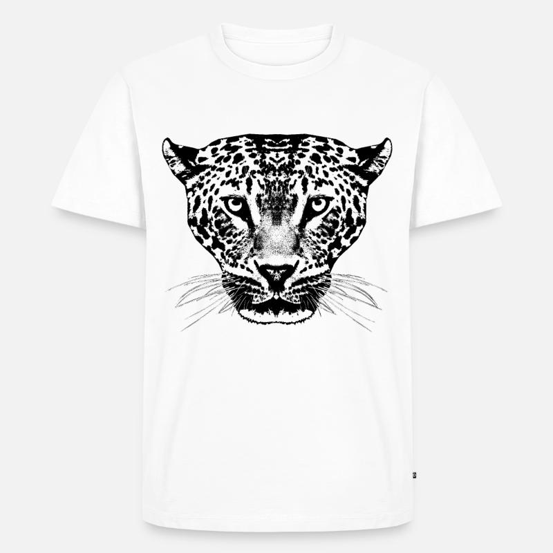 Leopard / Kopf - Männer Premium Bio T-Shirt - Weiß