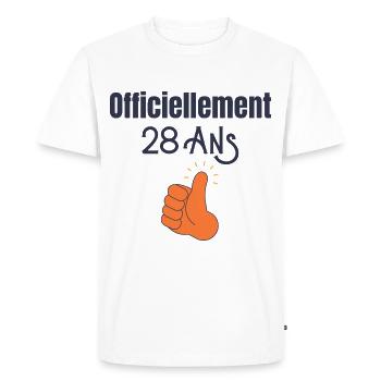 Officiellement 28 Ans' - T-shirt Premium bio Homme - blanc - Devant - Nico (187cm)