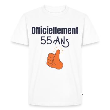 Officiellement 55 Ans - T-shirt Premium bio Homme - blanc - Devant - Nico (187cm)