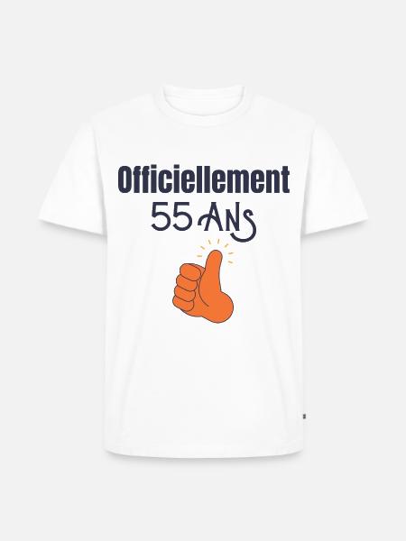 Officiellement 55 Ans - T-shirt Premium bio Homme - blanc