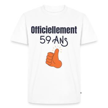 Officiellement 59 Ans - T-shirt Premium bio Homme - blanc - Devant - Nico (187cm)