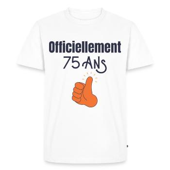 Officiellement 75 Ans - T-shirt Premium bio Homme - blanc - Devant - Nico (187cm)