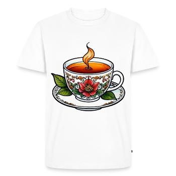 Tasse à thé Neo Traditionnel - T-shirt Premium bio Homme - blanc - Devant - Nico (187cm)