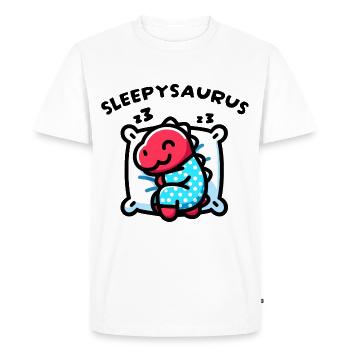 Sleepysaurus Official Sleep Outfit Sleep Shirt - Men's Premium Organic T-Shirt - white - Front - Nico (187cm)