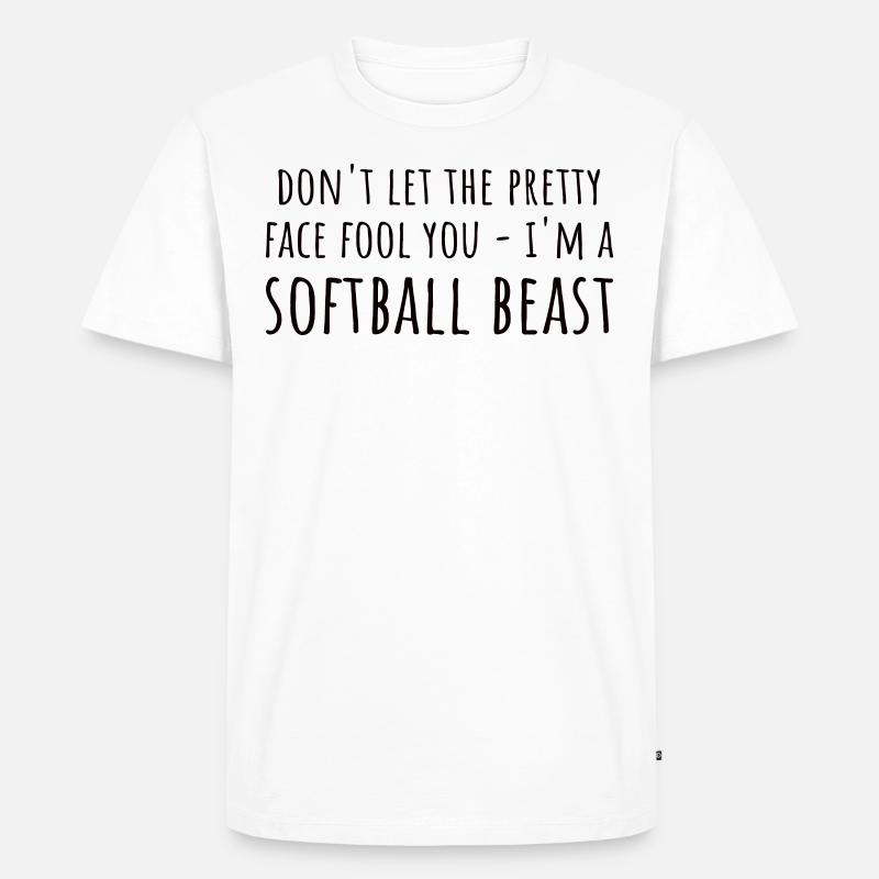 Softball Spruch Mädchen - Männer Premium Bio T-Shirt - Weiß