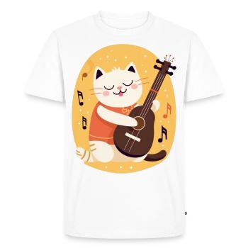 Chat mignon avec guitare - T-shirt Premium bio Homme - blanc - Devant - Nico (187cm)