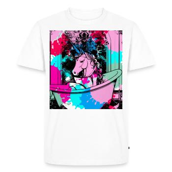 Licorne, graffiti, salle de bain, bain, peinture, coloré - T-shirt Premium bio Homme - blanc - Devant - Nico (187cm)