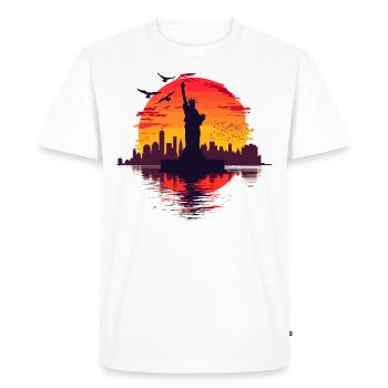 New York City Skyline Statue of Liberty Sun USA - Men's Premium Organic T-Shirt - white - Front - Nico (187cm)