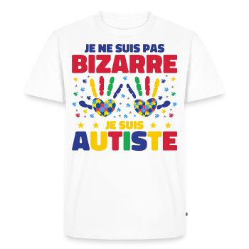 Je ne suis pas bizarre je suis autiste - T-shirt Premium bio Homme - blanc - Devant - Nico (187cm)