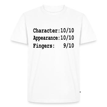 Funny finger amputee saying, one finger amputation - Men's Premium Organic T-Shirt - white - Front - Nico (187cm)