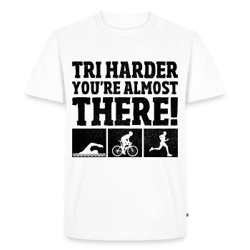Tri Vous y êtes presque Triathlète Triathlo - T-shirt Premium bio Homme - blanc - Devant - Nico (187cm)
