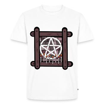 Occult Spiritual Satan Ritual Devil Pentagram - Men's Premium Organic T-Shirt - white - Front - Nico (187cm)