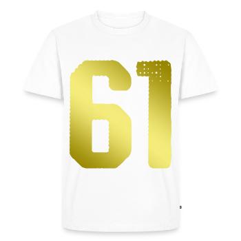61 Maillot numéro - T-shirt Premium bio Homme - blanc - Devant - Nico (187cm)