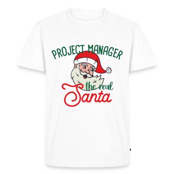 Chef de projet Noël le vrai Noël du Père Noël - T-shirt Premium bio Homme - blanc - Devant - Nico (187cm)