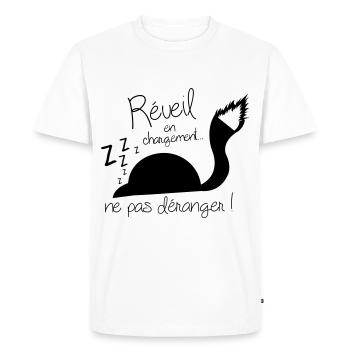 Chat réveil en chargement ! ne pas déranger ! - T-shirt Premium bio Homme - blanc - Devant - Nico (187cm)