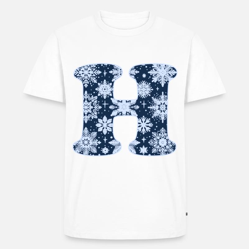 Buchstabe H Schneeflocken - Männer Premium Bio T-Shirt - Weiß