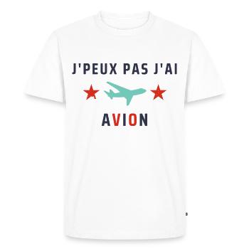 J peux pas j ai avion - T-shirt Premium bio Homme - blanc - Devant - Nico (187cm)