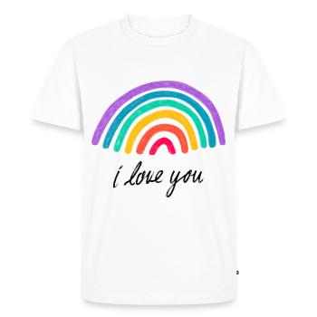 Amour graphique câlins et baisers arc-en-ciel - T-shirt Premium bio Homme - blanc - Devant - Nico (187cm)