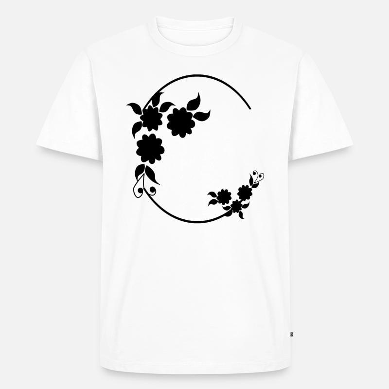 Halbkreis mit Blumen Deko Rahmen - Männer Premium Bio T-Shirt - Weiß