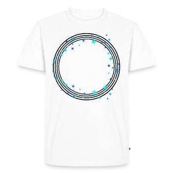 Black circular lines with stars - Men's Premium Organic T-Shirt - white - Front - Nico (187cm)