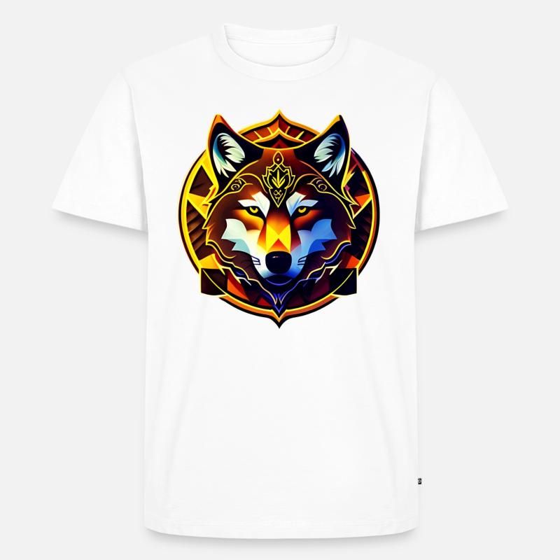 Wolf - Männer Premium Bio T-Shirt - Weiß