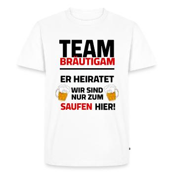 Team Groom - Il se marie, on boit - T-shirt Premium bio Homme - blanc - Devant - Nico (187cm)