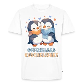 Official Cuddly Shirt Penguins Love Heart Sweet - Men's Premium Organic T-Shirt - white - Front - Nico (187cm)