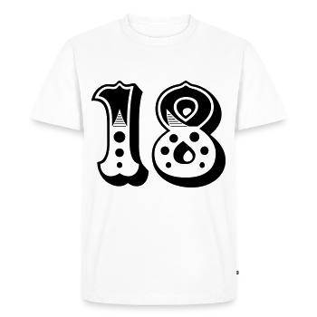 18 - Nombre - Nombre - T-shirt Premium bio Homme - blanc - Devant - Nico (187cm)