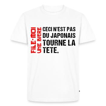 Ceci n' est pas du Japonais humour bière cadeau - T-shirt Premium bio Homme - blanc - Devant - Nico (187cm)