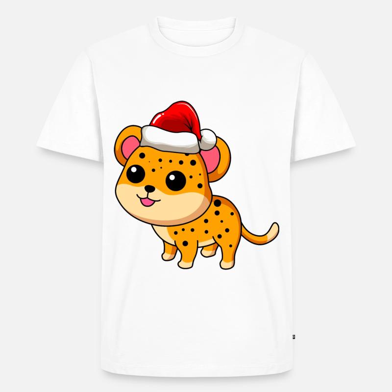 Leopard Comic Weihnachten - Männer Premium Bio T-Shirt - Weiß