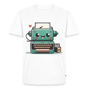Machine à écrire Rétro - T-shirt Premium bio Homme - blanc - Devant - Nico (187cm)
