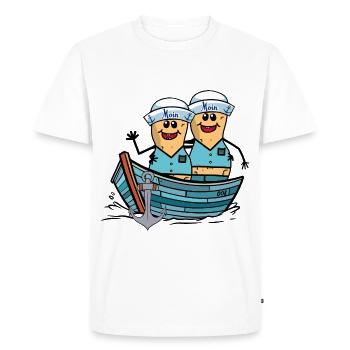 Peanuts Sailors Boys Boat Rowing Boat Distress - Men's Premium Organic T-Shirt - white - Front - Nico (187cm)