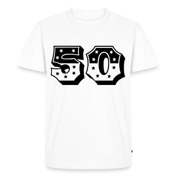 Numéro 50 - 50ème anniversaire - 50s rétro - T-shirt Premium bio Homme - blanc - Devant - Nico (187cm)