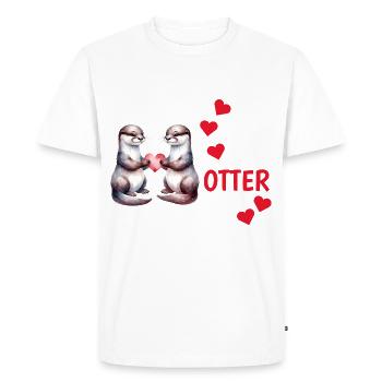 Otter Half Love Gift - Men's Premium Organic T-Shirt - white - Front - Nico (187cm)