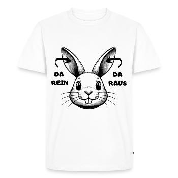 Là-dedans, là-bas, lapin, lapin de Pâques, Pâques, drôle, peu importe - T-shirt Premium bio Homme - blanc - Devant - Nico (187cm)