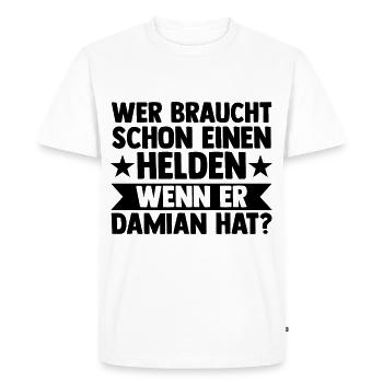 Prénom Damian - T-shirt Premium bio Homme - blanc - Devant - Nico (187cm)