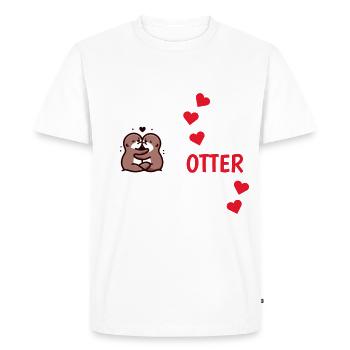 Otter Half Love Gift - Men's Premium Organic T-Shirt - white - Front - Nico (187cm)