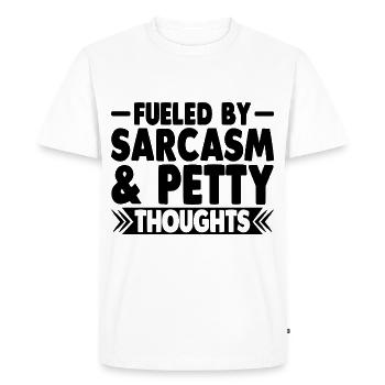Fueled By Sarcasm & Petty Thoughts Sarcasm - Men's Premium Organic T-Shirt - white - Front - Nico (187cm)