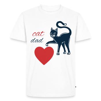 T-shirt Cat Dad, Chemise Cat Lover, T-shirt Drôle - T-shirt Premium bio Homme - blanc - Devant - Nico (187cm)