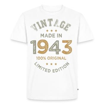Made in 1943 Cadeau Vintage anniversaire 80 ans - T-shirt Premium bio Homme - blanc - Devant - Nico (187cm)