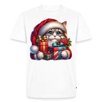 Cat Christmas - Men's Premium Organic T-Shirt - white - Front - Nico (187cm)