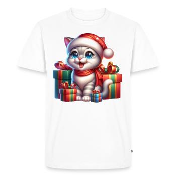 Christmas Cat - Men's Premium Organic T-Shirt - white - Front - Nico (187cm)