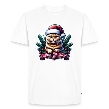 Merry Christmas Cat Xmas - Men's Premium Organic T-Shirt - white - Front - Nico (187cm)