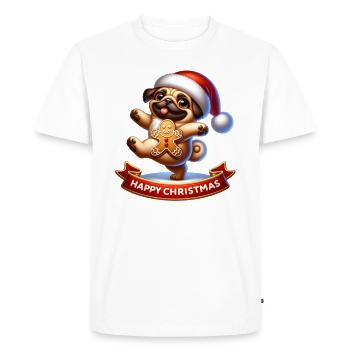 Glad Jul Mops - Ekologisk premium-T-shirt herr - vit - Fram - Nico (187cm)
