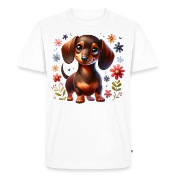 Cute Dachshund Dachshund - Men's Premium Organic T-Shirt - white - Front - Nico (187cm)