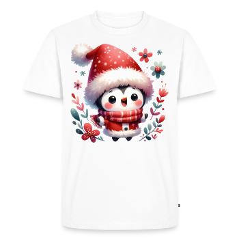Pingouin mignon avec chapeau de Père Noël - T-shirt Premium bio Homme - blanc - Devant - Nico (187cm)