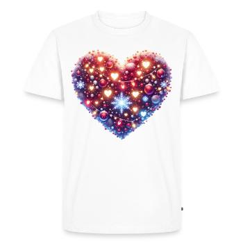 Christmas Heart Glitter Snowflake Light Xmas - Men's Premium Organic T-Shirt - white - Front - Nico (187cm)