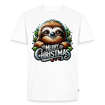 Mignon Joyeux Noël Paresseux - T-shirt Premium bio Homme - blanc - Devant - Nico (187cm)