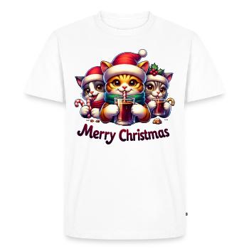 Merry Christmas Mulled Wine Cats Costume - Men's Premium Organic T-Shirt - white - Front - Nico (187cm)