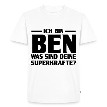 Prénom Ben - T-shirt Premium bio Homme - blanc - Devant - Nico (187cm)